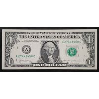 США 1 доллар 2017 г.Серия А 27449450 С UNC Без обращения.