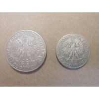 Лот 2 серебряные монеты Польши 1932 года Ядвига редкий год