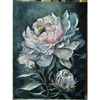 "Пион" Текстурная живопись. 30x40см. Богданец. Н. Я