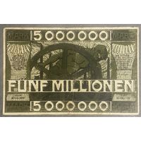 Банкнота 5 миллионов марок 1923 год. Дюссердольф. Веймарская республика.