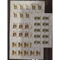 Марки России 2004 года, полная серия в четырёх листах Русское художественное серебро, конгрев, СК 980 - 983, каталог 1000 рос. рублей