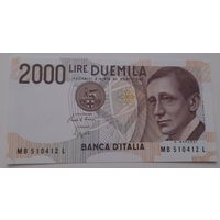 Италия 2000 лир 1990 года UNC