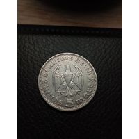 5 марок 1936 (D). Серебро 0,900. С рубля,без мц!