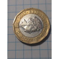 1 фунт Великобритания 2017 год.