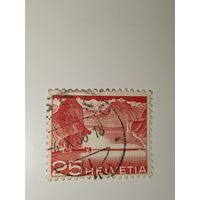 Марка Швейцария 1949 год "Озеро Лугано и дамба в Мелиде" (Lake Lugano and Melide Causeway)