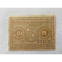 Нотгельд 10 пфеннигов Рауенфрай. Веймарская республика - 1602
