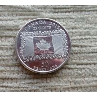 Werty71 Канада 25 центов 2015  50 лет Флагу Канады