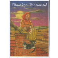 Подписанная открытка Финляндия "Пасха. Ведьма" худ. Терхо Пелтониеми