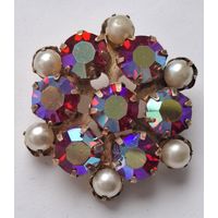 Брошь, сияющие кристаллы. 70-е годы,  СССР. Душанбе. Клеймо