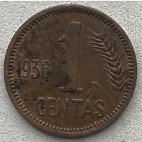 Литва 1 цент 1936 г.