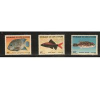 Кот-Дивуар-1981(Мих.673-675),  ** ,   Морская  Фауна ,Рыбы,(полная серия)