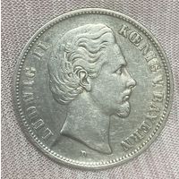 Монета 5 марок 1876 год. Бавария. Германская империя. Людвиг II