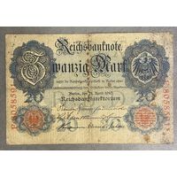 Банкнота 20 марок 1910 год. Германская империя.