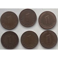 Германия 1 пфенниг 1977 г. D. Цена за 1 шт.