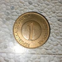 1 толар 1995 года Словения. Республика Словения. Очень красивая монета! Шикарная родная патина! В коллекцию!
