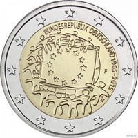 2 евро 2015 Германия 30 лет флагу Европы дворы A G F D J UNC из ролла на выбор
