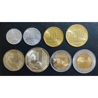 Перу 1, 5, 10, 20, 50 сентимо 1, 2, 5 соль (набор 8 монет).