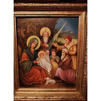 Красивая Живописная Икона Рождество Христово! Шикарная Рамка! С рубля, без мнц!