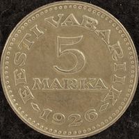 YS: Эстония, 5 марок 1926, литовская копия второго типа, вес 5,01гр, немагнитная, KM# 7, VF