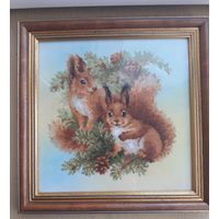 Картина БЕЛОЧКИ (вышивка). 33х33 см.