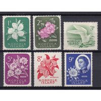293.BrK. Великобритания. Колонии. Норфолк. Цветы, птицы. 1960/61 г. Mi.##26-31