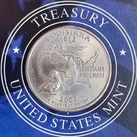 США 25 центов 2002 г. (D). Квотер штата Луизиана.