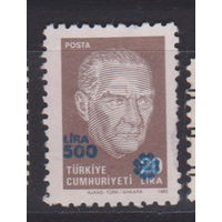 Известные люди Личности  Ататюрк Турция  1989 год лот 8 ЧИСТАЯ С НАДПЕЧАТКОЙ