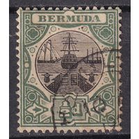 119.BrKCI. Великобритания. Колонии. Бермудские острова. Стандарт. Карабельный док. 1903 г. 1/2P. Mi.#21.