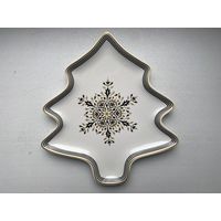 Тарелка "Золотые снежинки", фарфор.