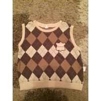 Хлопковая польская жилетка на красавчика 98 см рост. Длина 34 см, ПОгруди 32 см. Б/у.