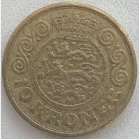 Дания 10 крон 1989 г.