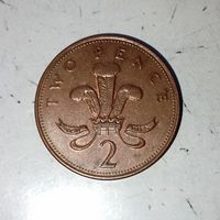 2 пенса 2001 года Великобритания. Королева Елизавета 2. Очень красивая монета !Родная патина!