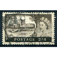 Великобритания - 1955/58г. - королева Елизавета II, замки, 2,6 Sh - 1 марка - гашёная [Mi 335]. #3-GB-69-A-2