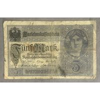Банкнота 5 марок 1917 год. Германская империя. С рубля без МЦ