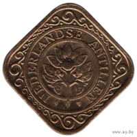 Самоуправляемая Территория Нидерландские Антилы (Антильские Острова). 50 центов 1989. UNC. Цветок апельсина. Позолоченная сталь. Нечастая (315000)