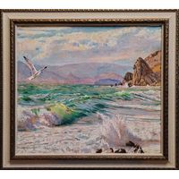 Картина О. Александров "Шторм в крыму", 48х50см. х.м. 2024г.