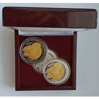 Футляр для 3 монет 20 рублей Ag d=45.00 mm деревянный