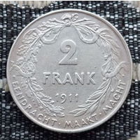 Бельгия 2 франка 1911 года. Альберт I. Серебро! Сторгуй за свою цену, предложи обмен! S30
