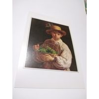 Открытка. И. Хруцкий. Портрет мальчика в соломенной шляпе.