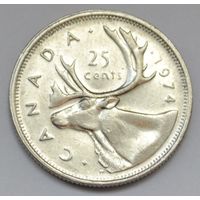Канада 25 центов 1974 г.