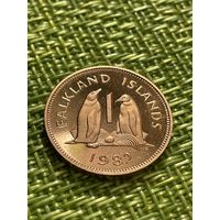 Фолклендские Острова 1 пенни 1982 г (Пруф Пингвины Генту Елизавета ll  тираж 10 тысяч)