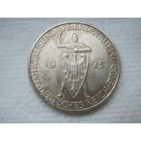 Германия 3 марки 1925 года D Тысячелетие Рейнланда UNC +красивая патина