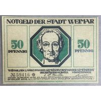 Нотгельд 50 пфеннигов 1921 год. Веймар. Веймарская республика