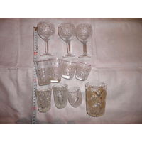 Хрусталь из СССР.Фужеры,рюмки,стакан 11 предметов.С рубля