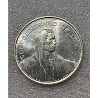 5 Франков 1966 Швейцария гельветика яркий блеск серебро