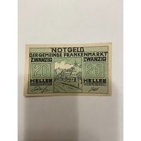 Нотгельд 20 геллеров 1920 год. Франкенмаркт. Австрия - 2201