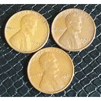 1 цент 1941 все 3 МД США  P D S