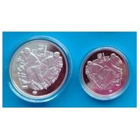 20 рублей 2013 серебро + 1 рубль 2013 медно-никель &quot;ЧМ по хоккею 2014 Чижовка-Арена&quot;