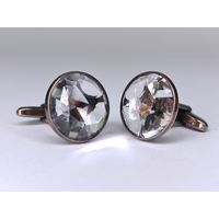 Запонки горный хрусталь серебро 875 клеймо звезда СССР Русские самоцветы.
