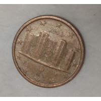 Италия. 1 евроцент 2002